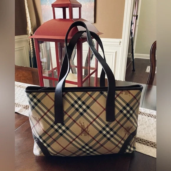 Burberry Haymarket Check Studded Tote - Picture 2 of 16